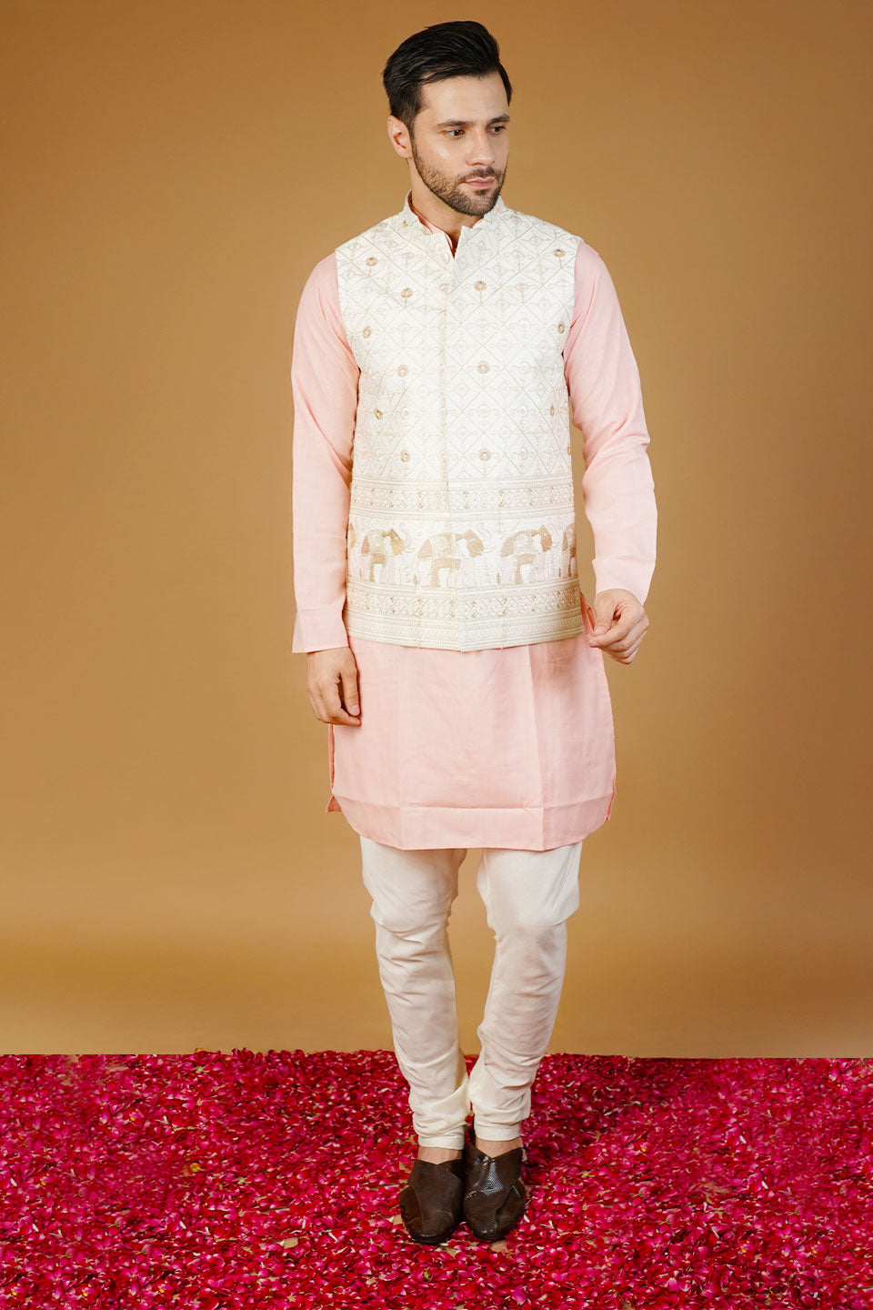 Rayon Emrbroidery White Waistcoat