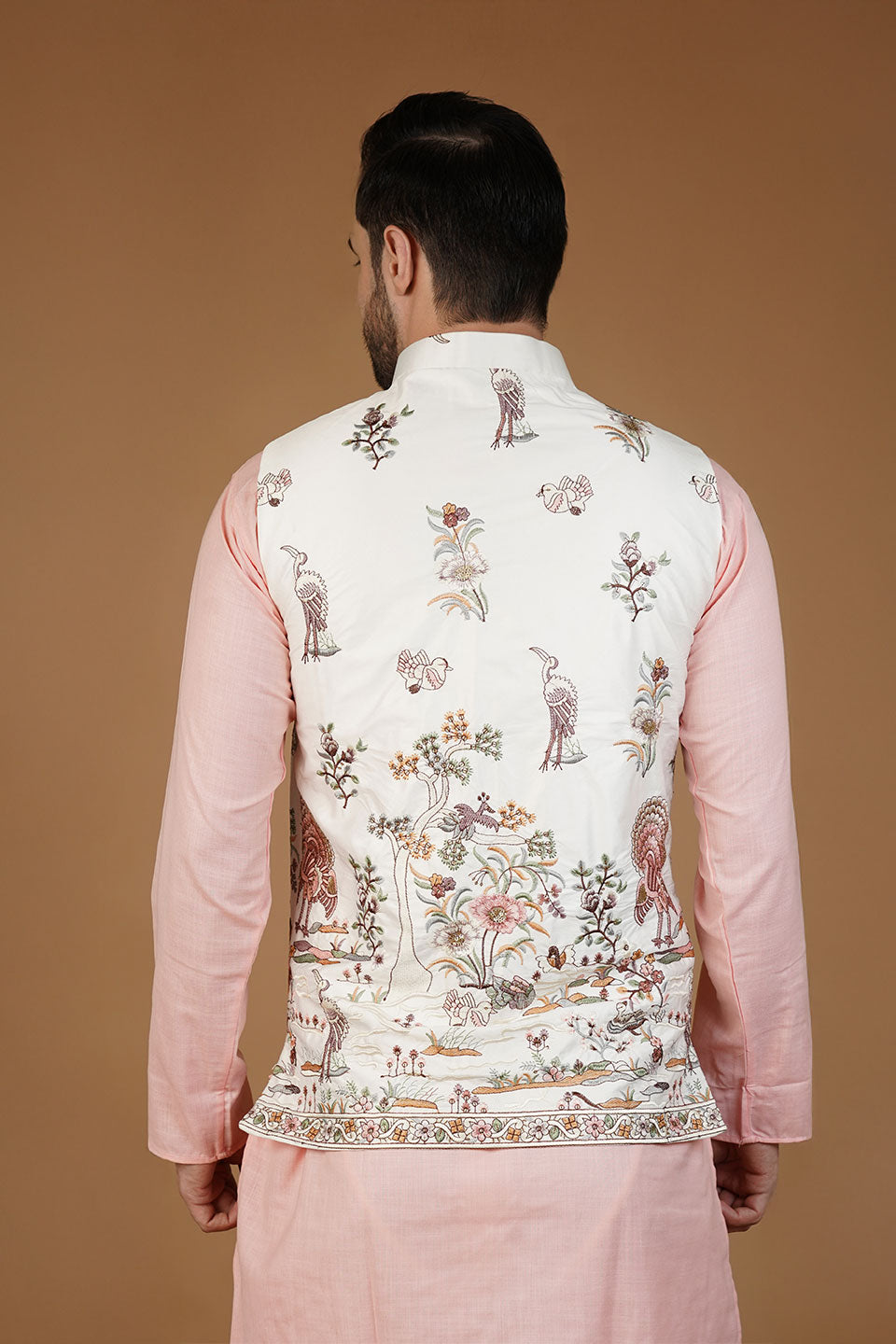 Rayon Emrbroidery White Waistcoat