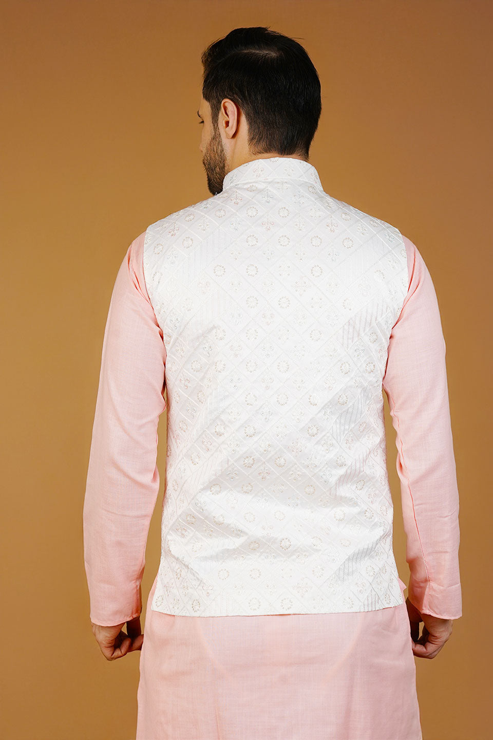 Rayon Emrbroidery White Waistcoat