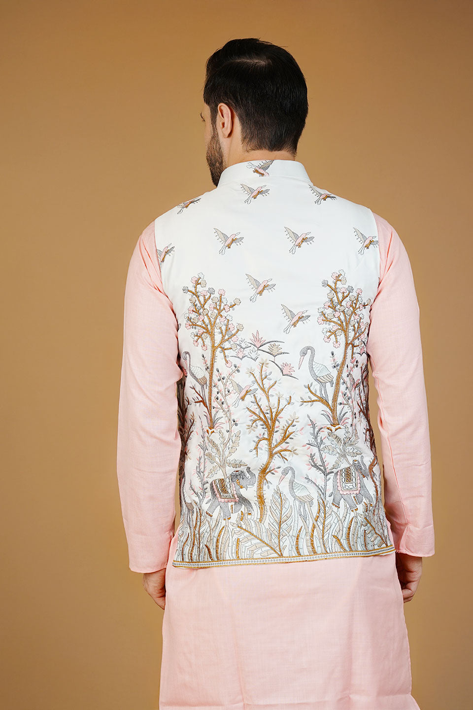 Rayon Emrbroidery White Waistcoat