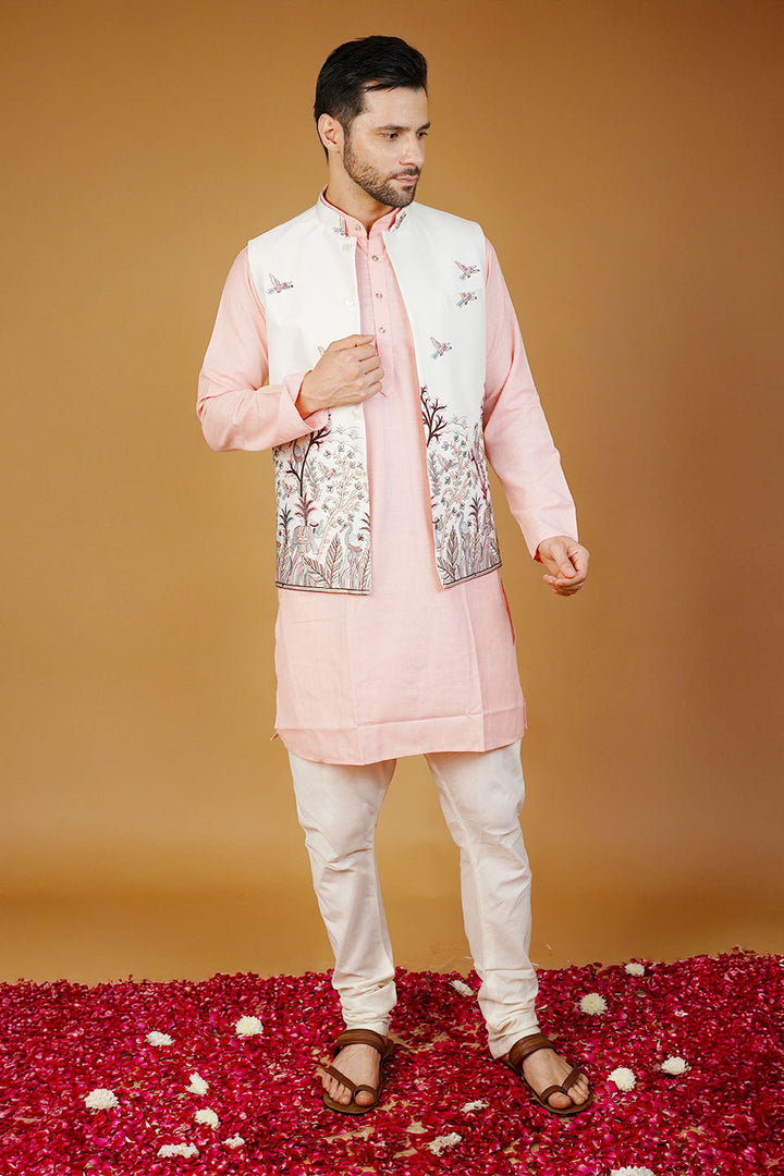 Rayon Emrbroidery White1 Waistcoat