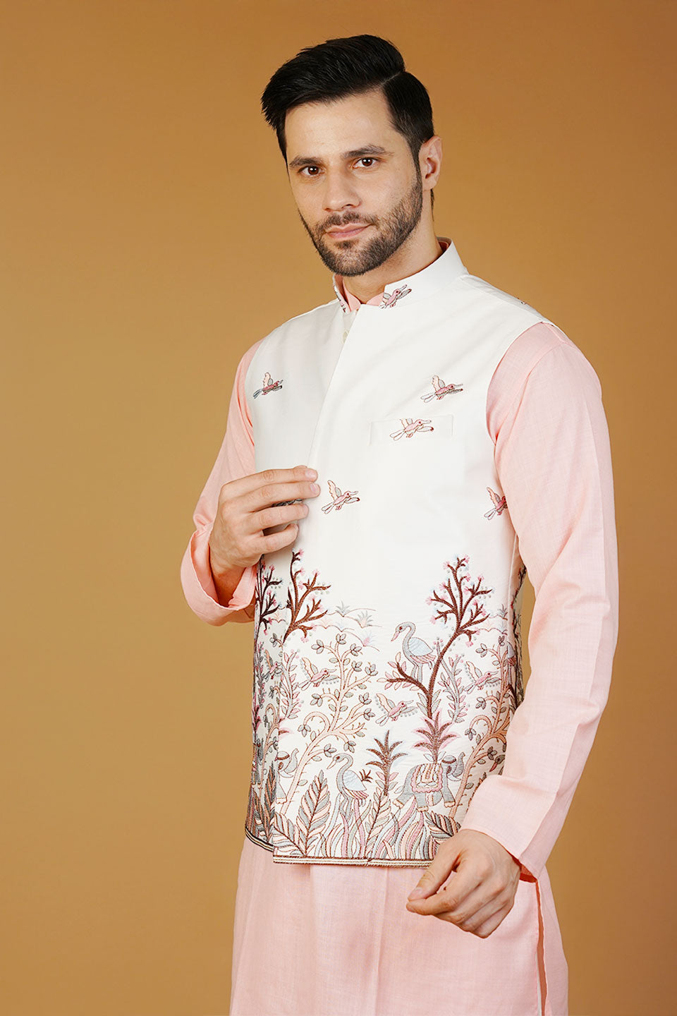 Rayon Emrbroidery White1 Waistcoat