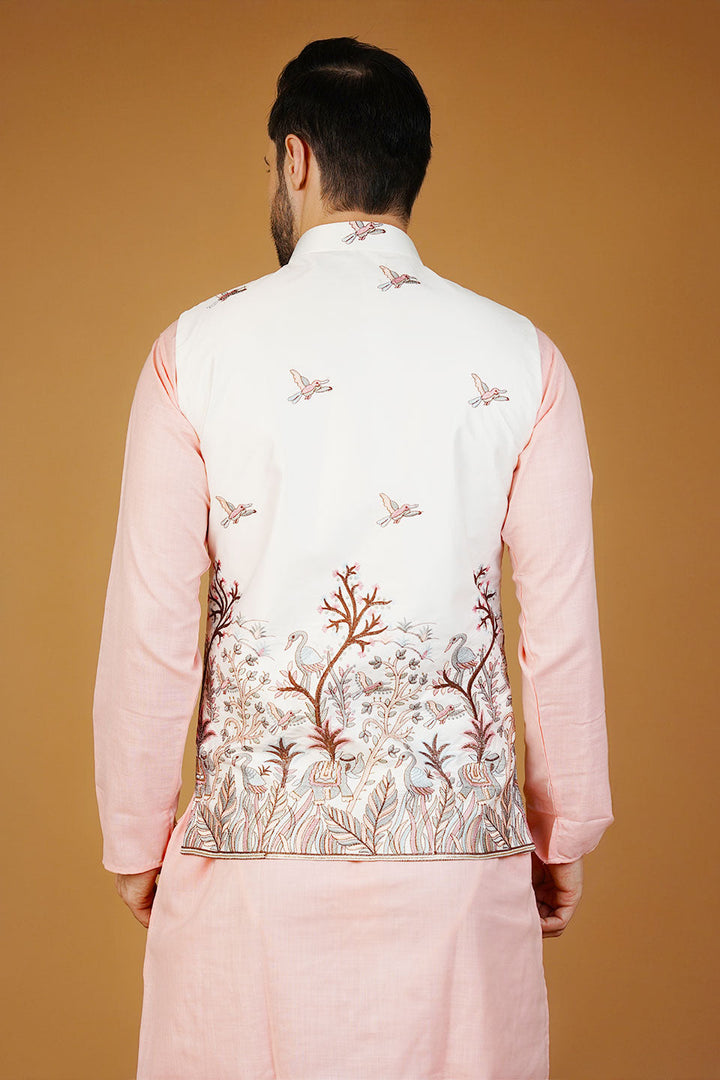Rayon Emrbroidery White1 Waistcoat