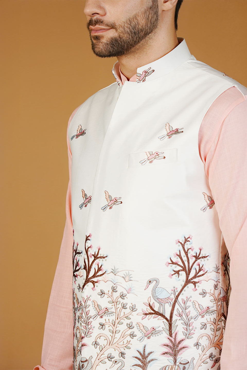Rayon Emrbroidery White1 Waistcoat
