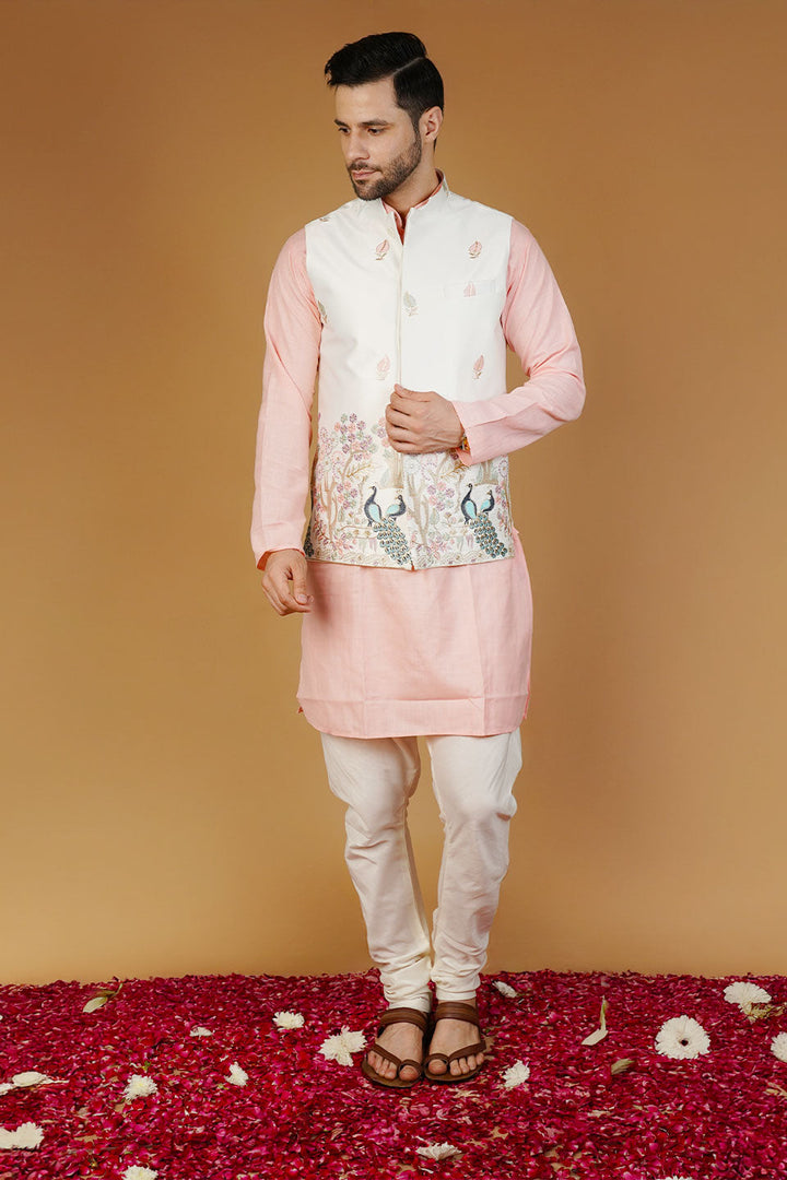 Rayon Emrbroidery White Waistcoat