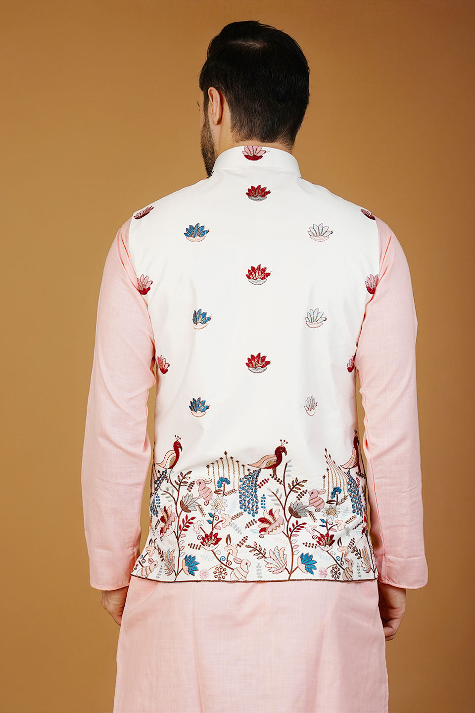 Rayon Emrbroidery White Waistcoat