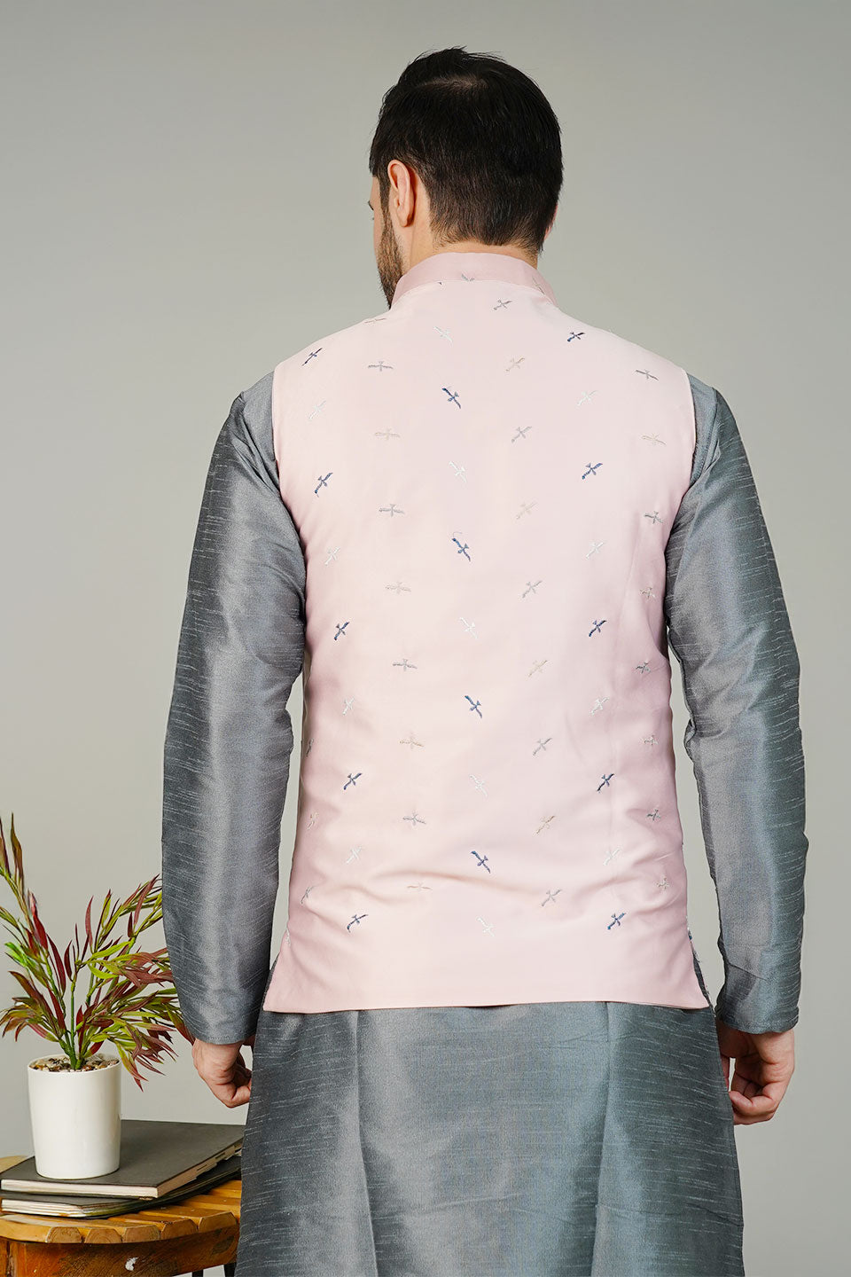Rayon Emrbroidery Pink Waistcoat