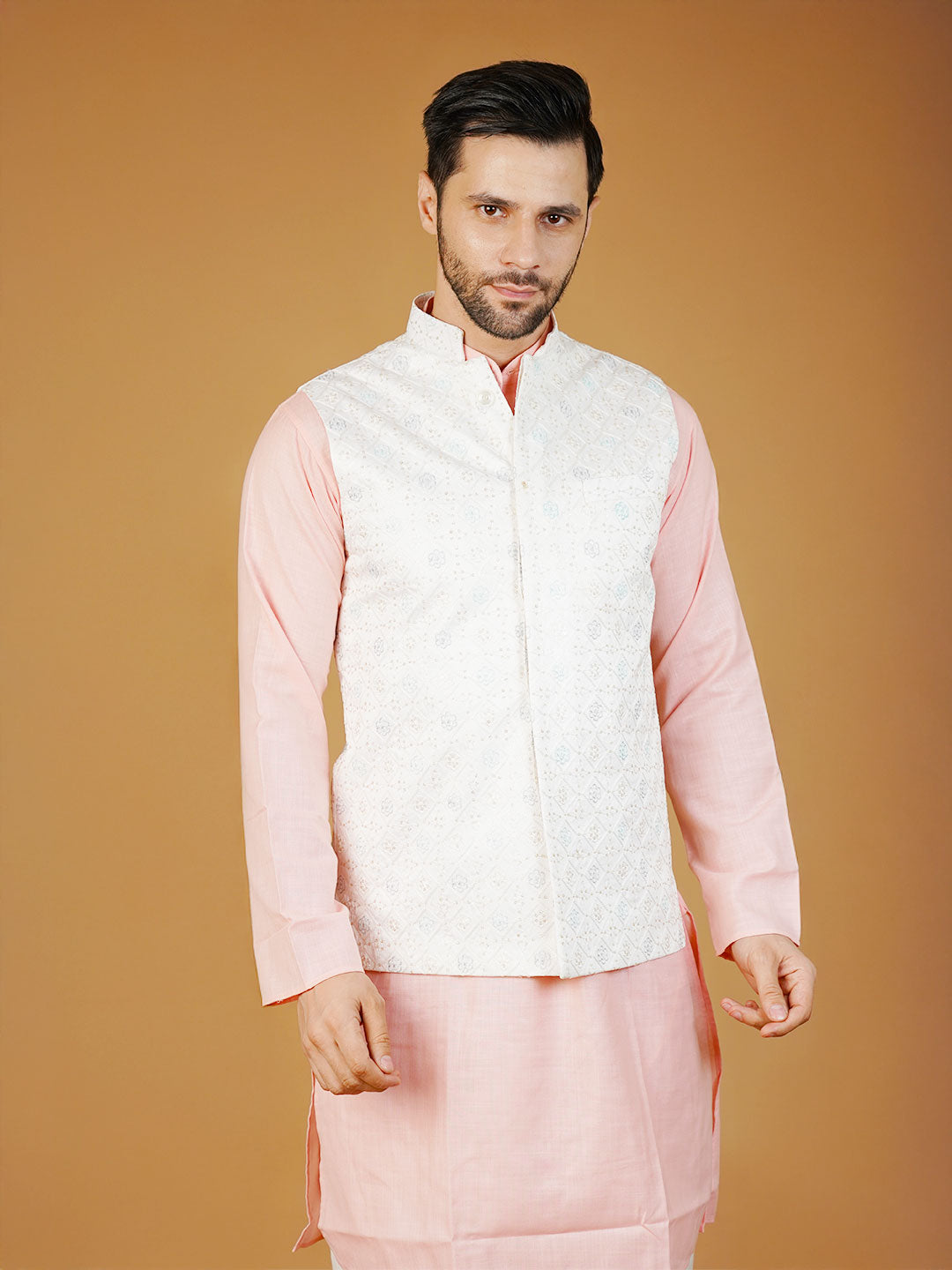 Rayon Emrbroidery White1 Waistcoat