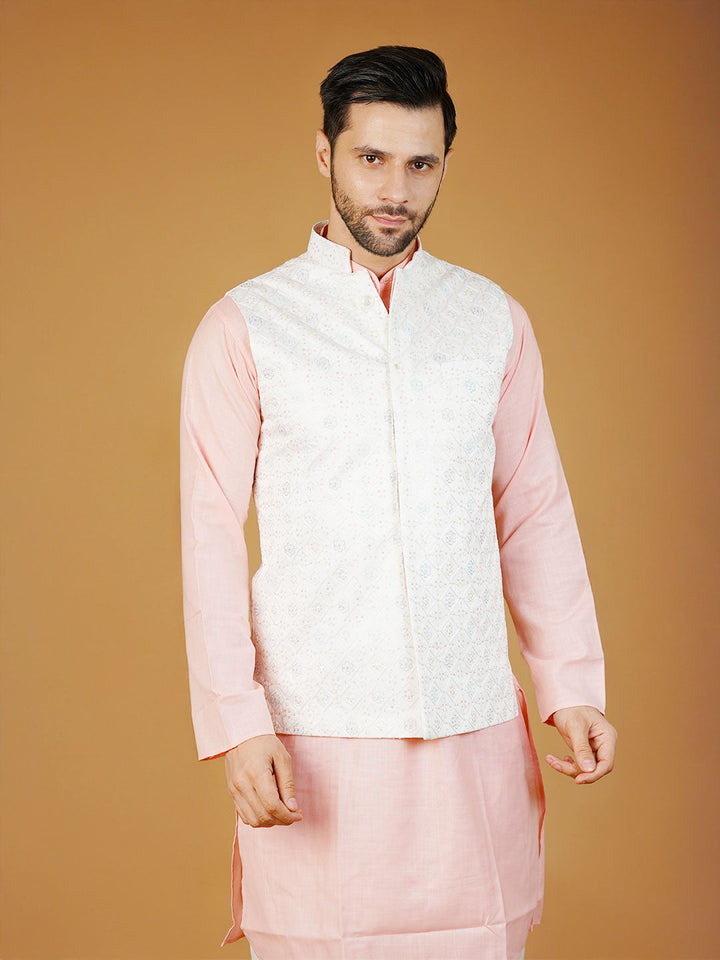 Rayon Emrbroidery White1 Waistcoat