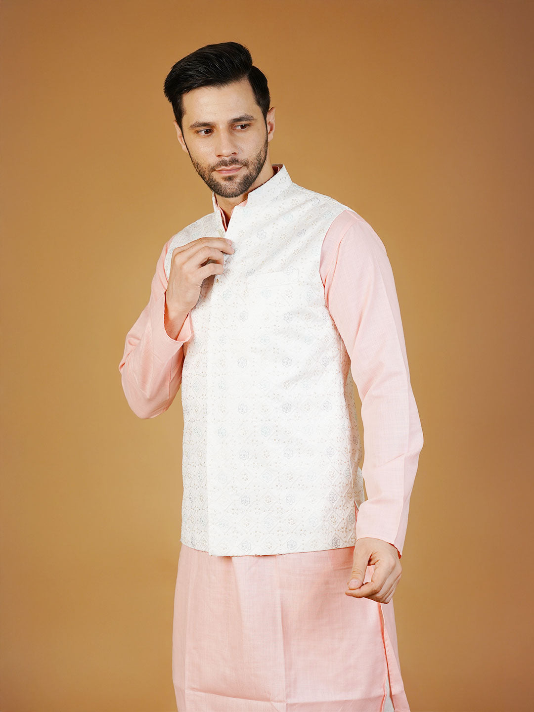 Rayon Emrbroidery White1 Waistcoat