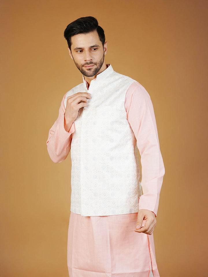 Rayon Emrbroidery White1 Waistcoat