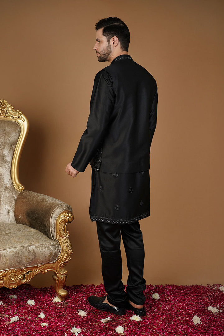 Rayon Emrbroidery Black Kurta Set