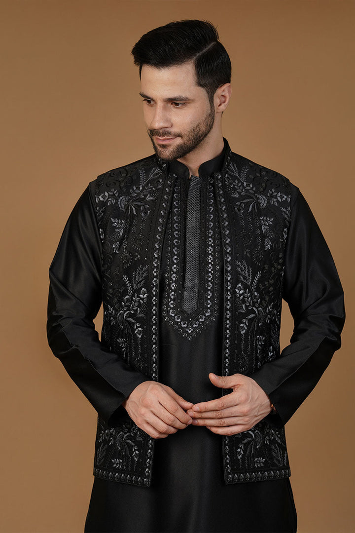 Rayon Emrbroidery Black Kurta Set