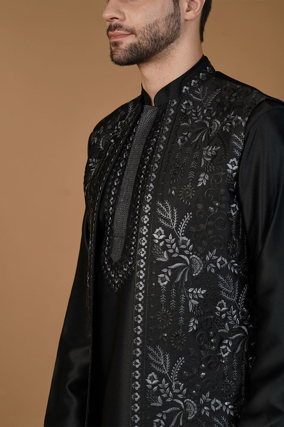 Rayon Emrbroidery Black Kurta Set