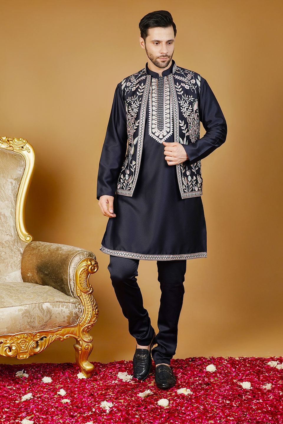 Rayon Emrbroidery Black 1 Kurta Set