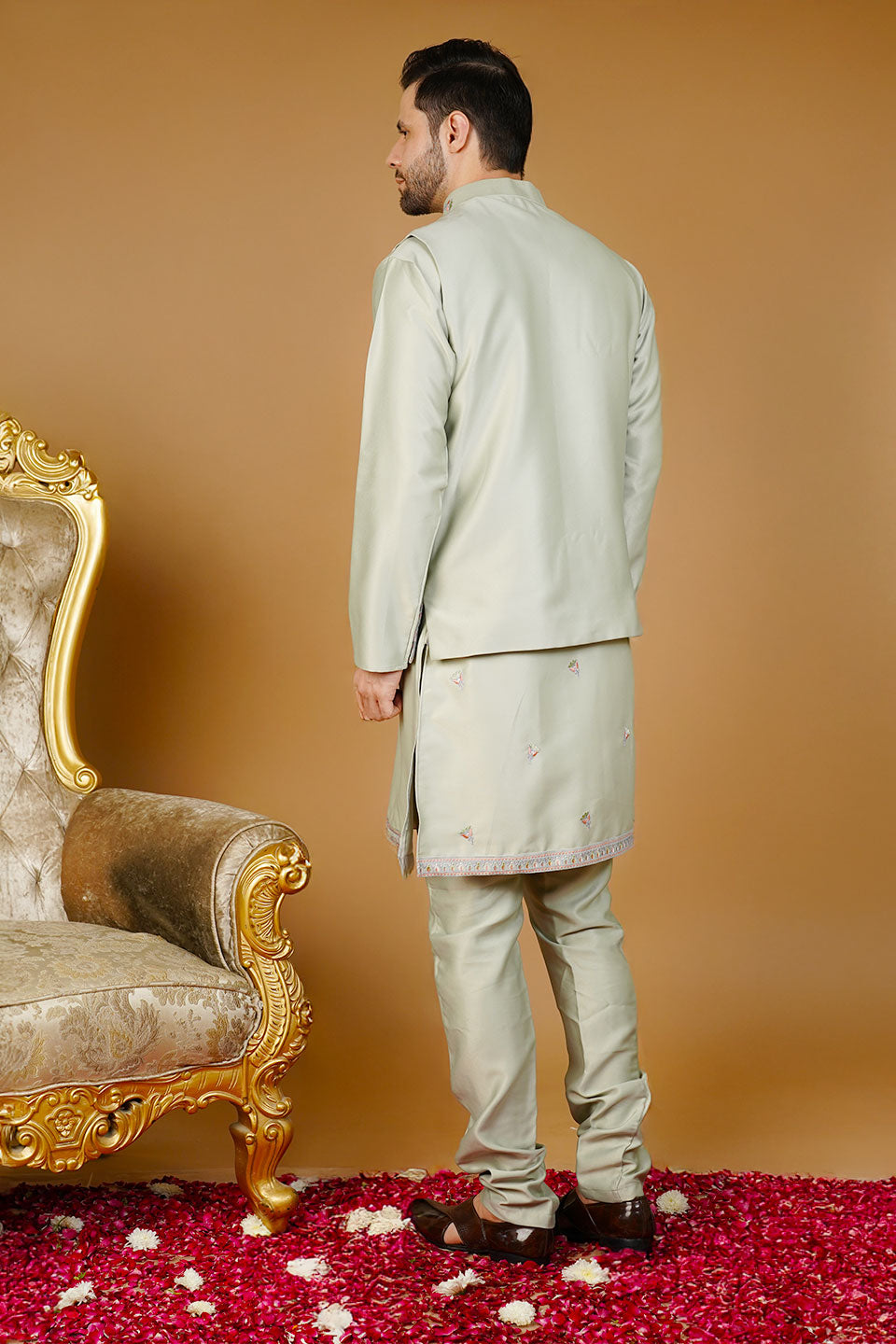 Rayon Emrbroidery Green Kurta Set