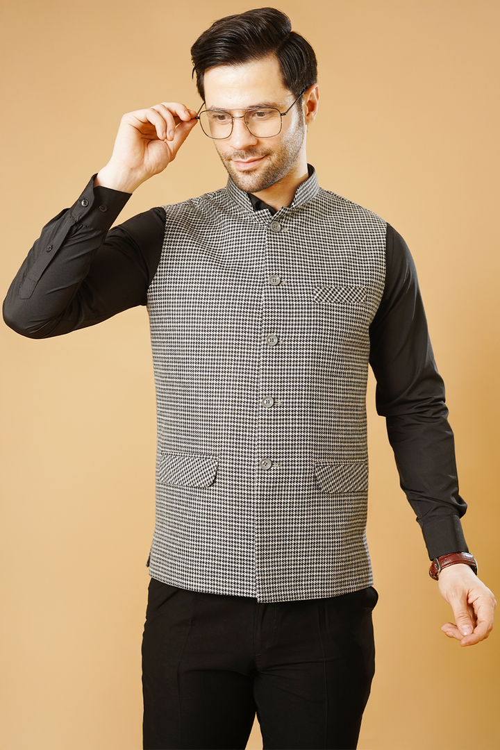 Tweed Black Nehru Jacket