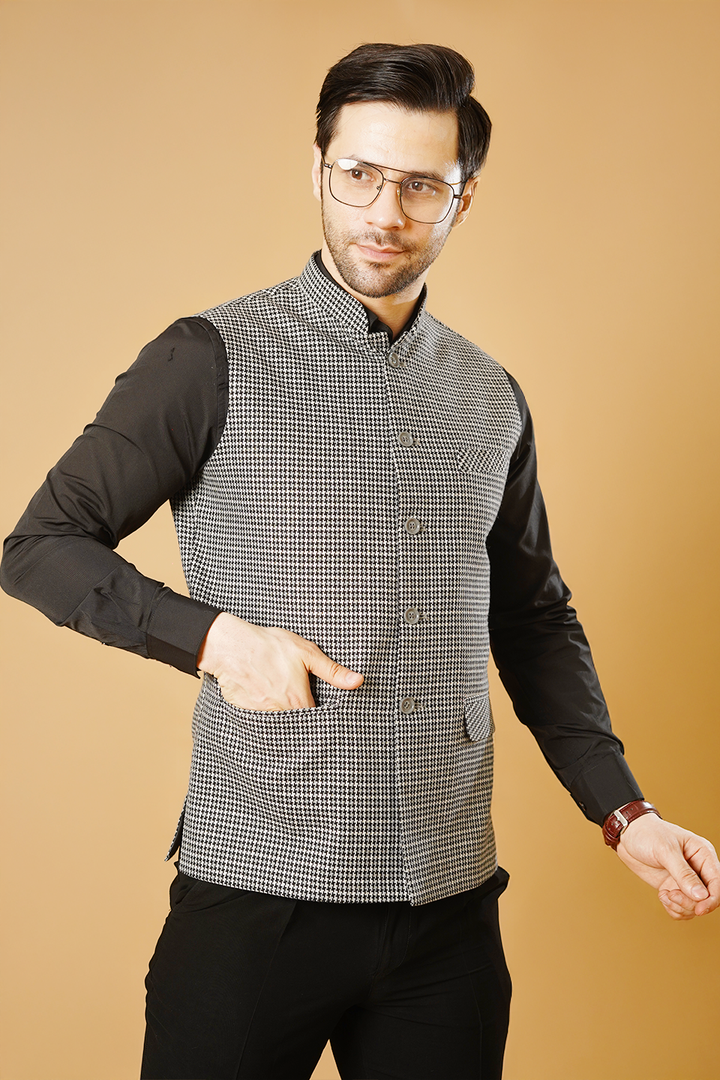 Tweed Black Nehru Jacket