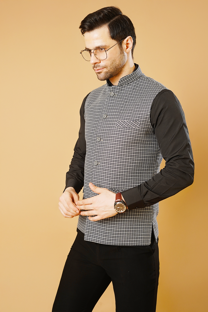 Tweed Blue Nehru Jacket