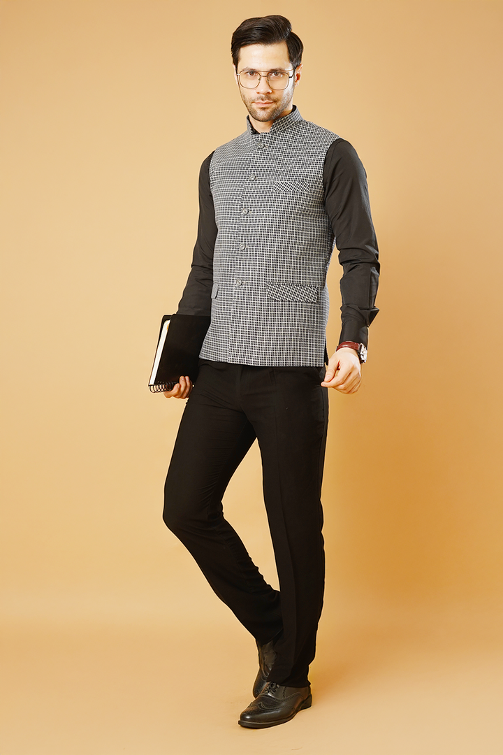 Tweed Blue Nehru Jacket
