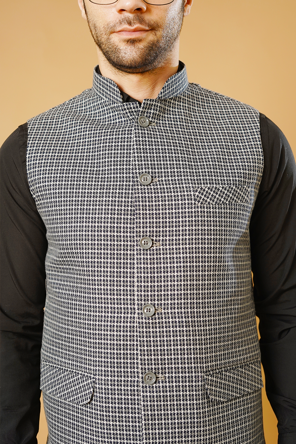 Tweed Blue Nehru Jacket