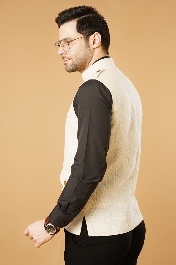 Linen Cream Nehru Jacket
