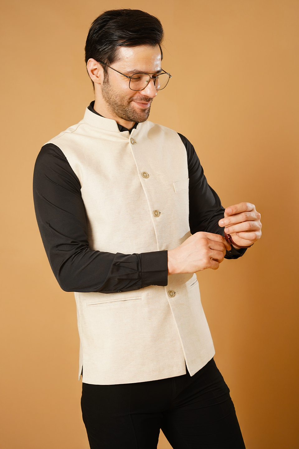 Linen Cream Nehru Jacket