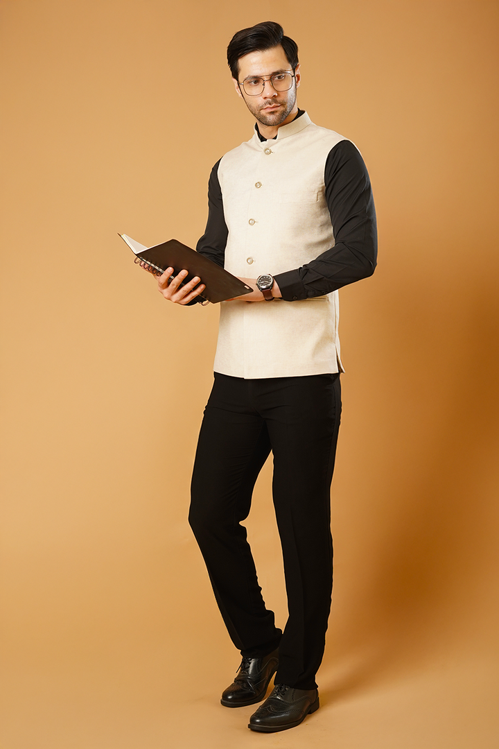 Linen Cream Nehru Jacket