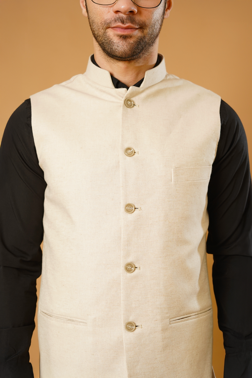 Linen Cream Nehru Jacket