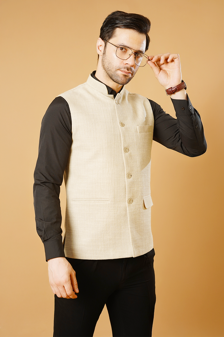 Linen Cream Nehru Jacket