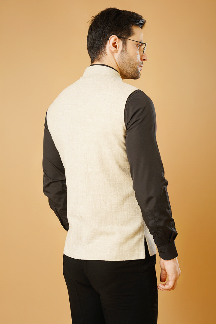 Linen Cream Nehru Jacket