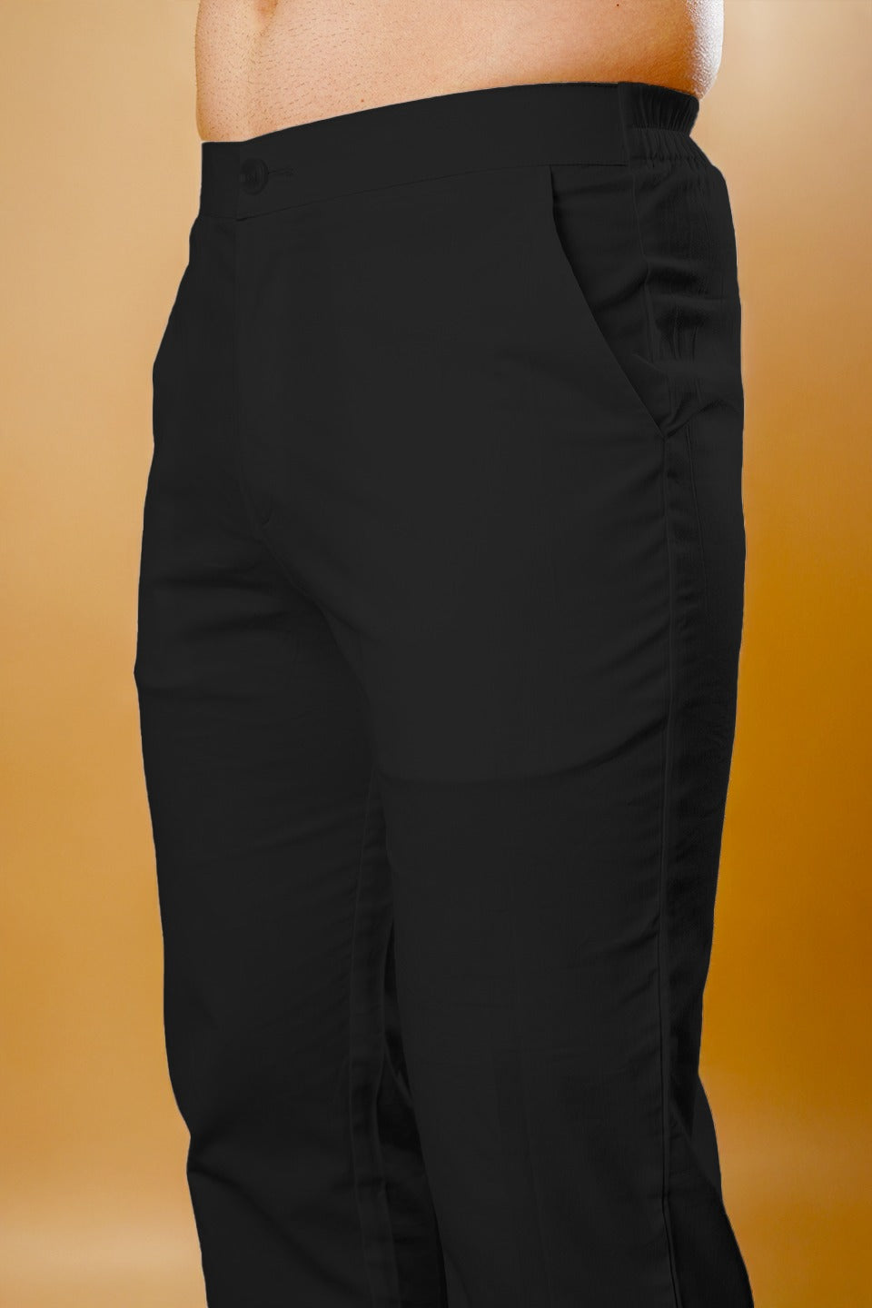 Poplin Black Kurta Pyjama with Nehru Jacket