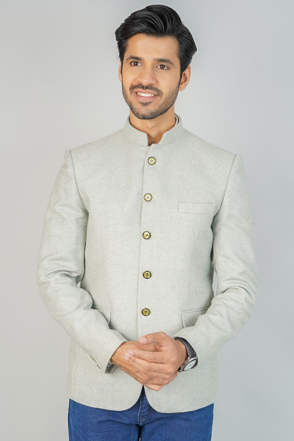 Tweedwool Grreen Bandhgala