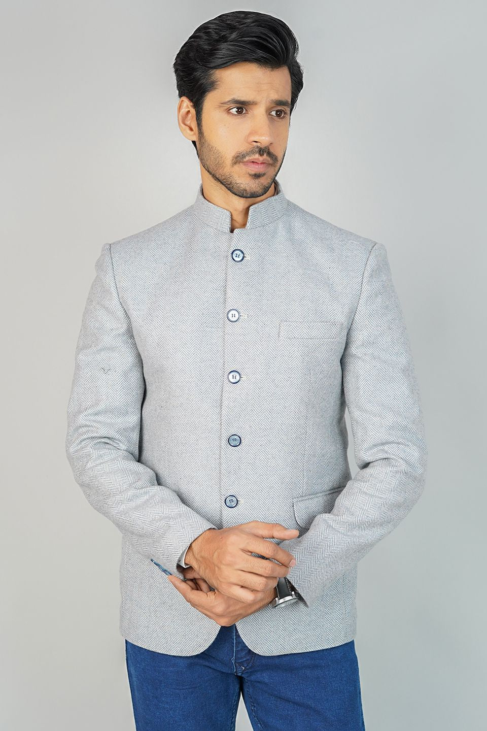 Tweedwool Blue Bandhgala