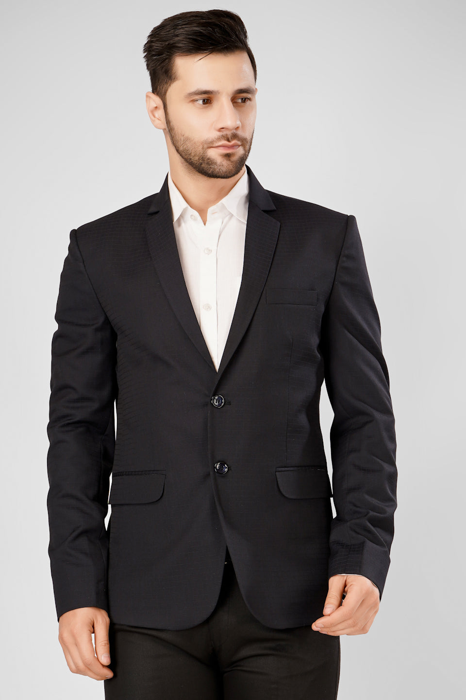 Buy Wintage Men's Poly Viscose Black Blazer