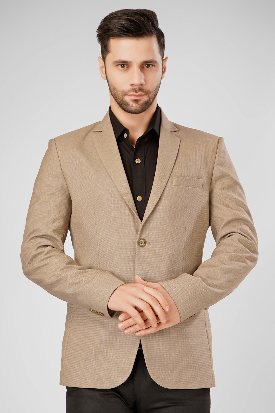 Buy Wintage Men's Polyester Cotton Cream Blazer