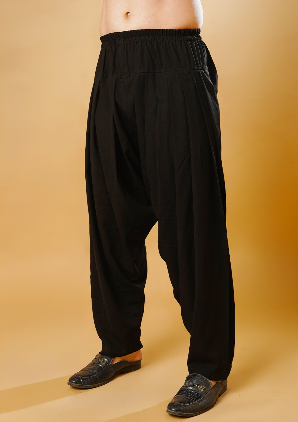 Cotton Blend Black Kurta Patyala Set