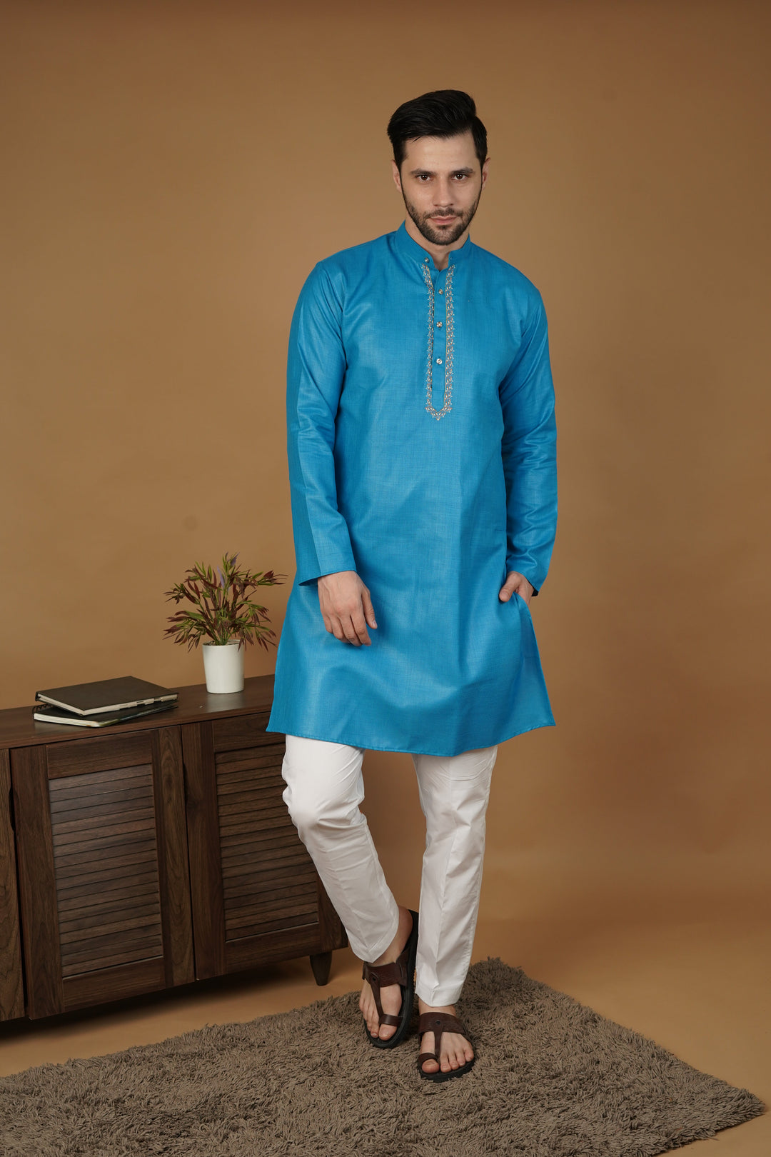 Ruby Silk Embroidery Green Kurta