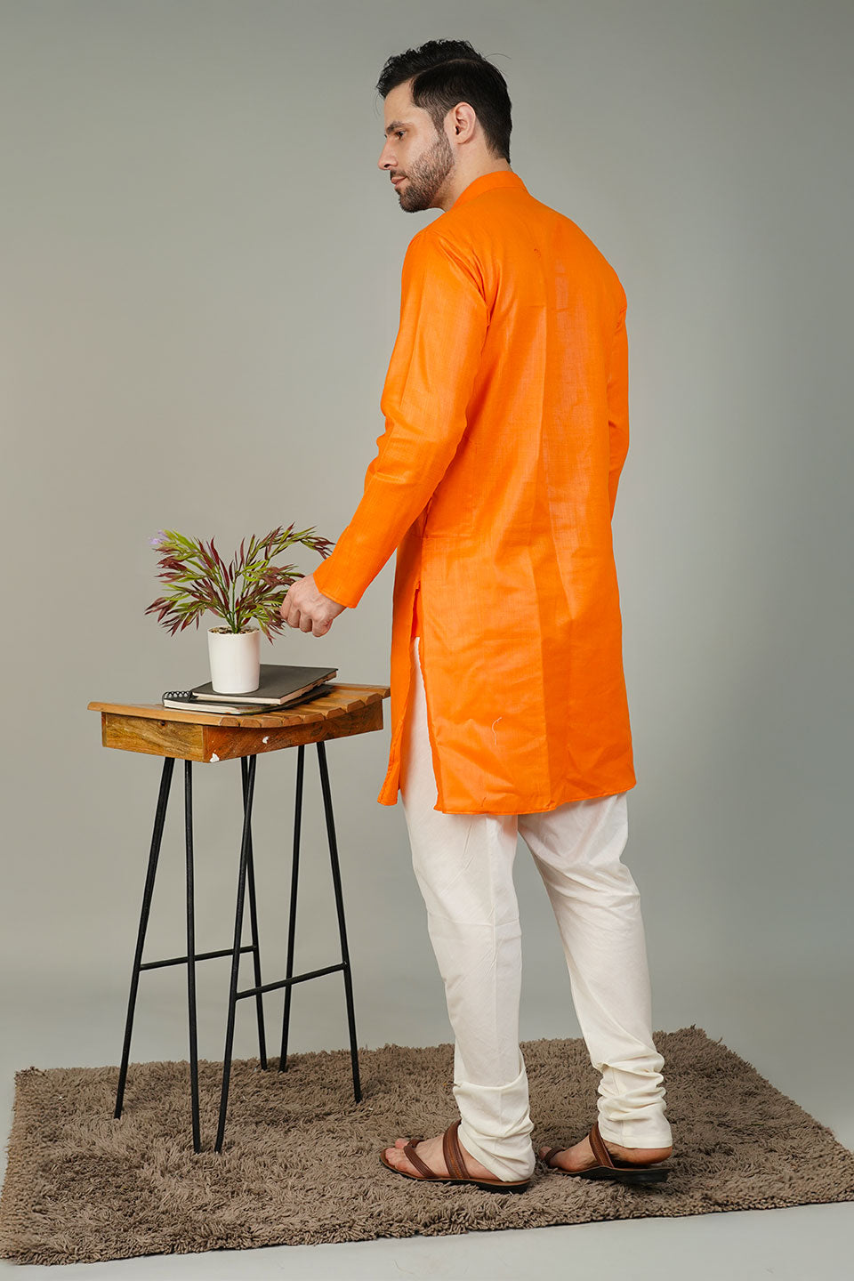 Ruby Silk Embroidery Orange Kurta
