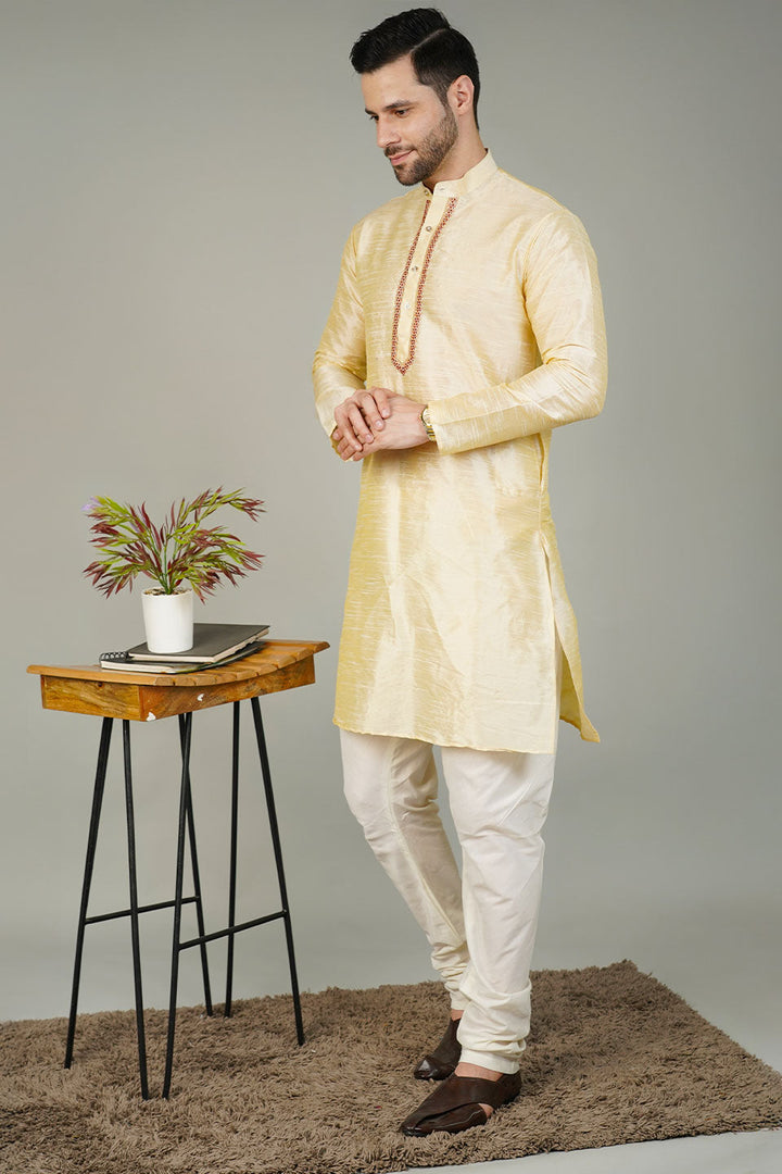 Banarasi Art Silk Beige Kurta
