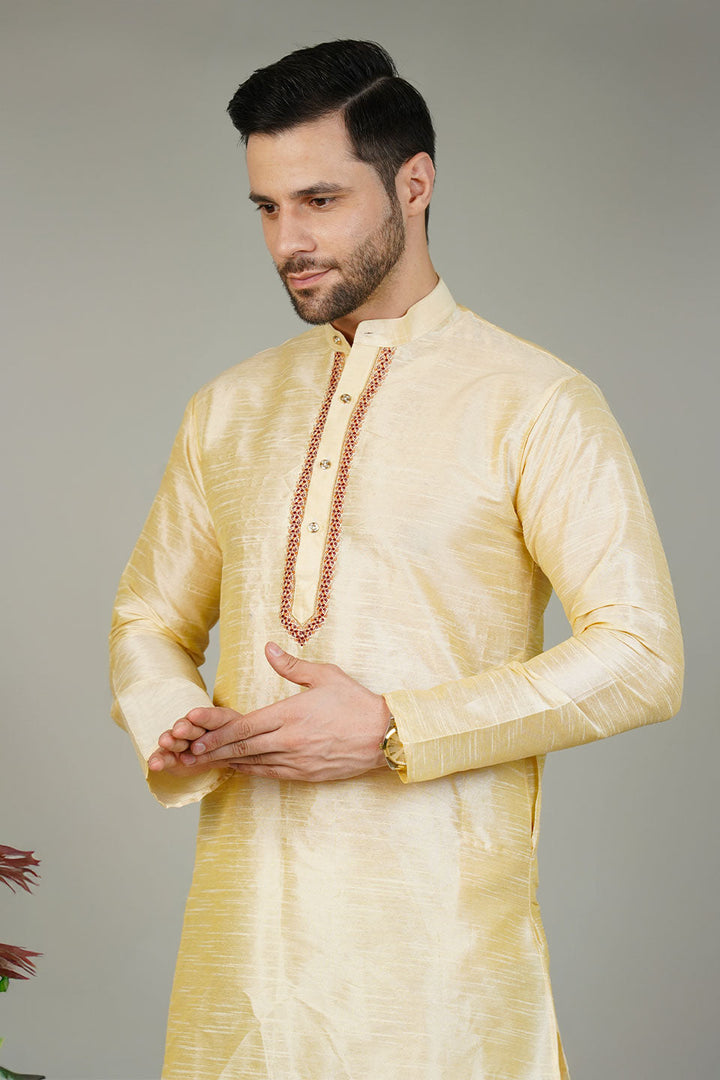 Banarasi Art Silk Beige Kurta