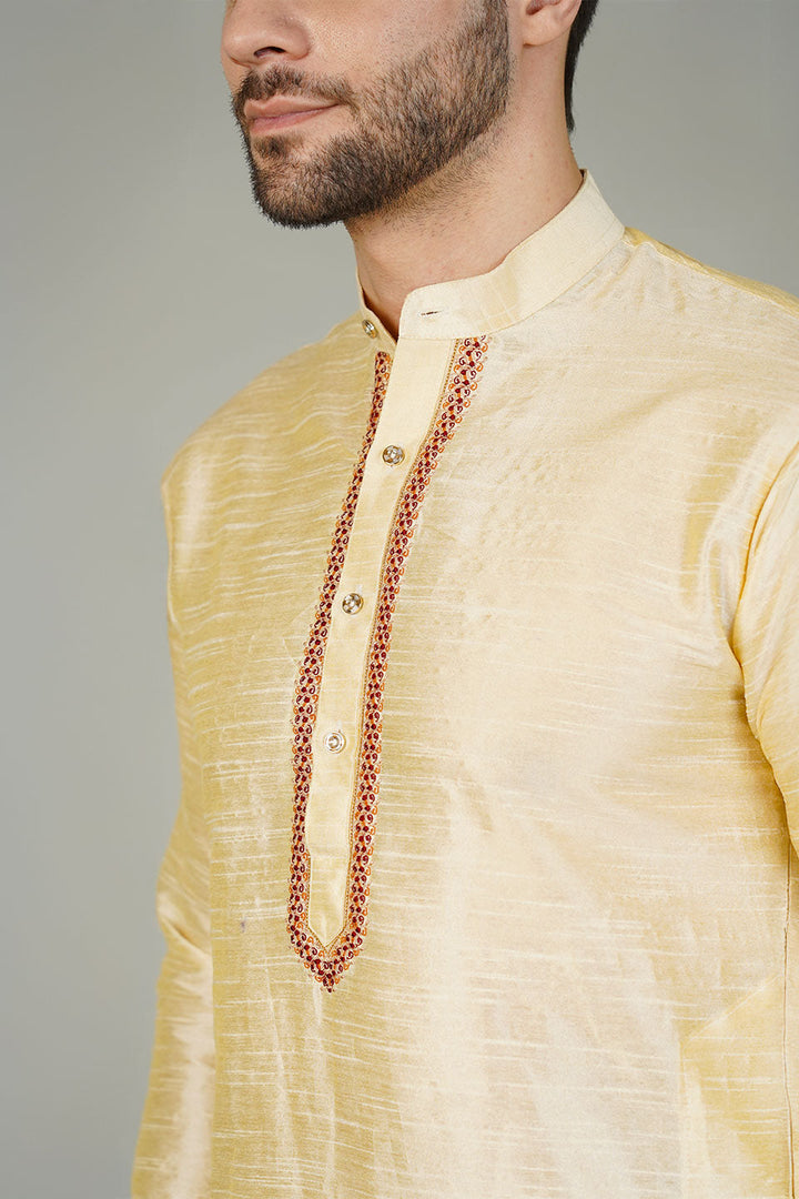 Banarasi Art Silk Beige Kurta