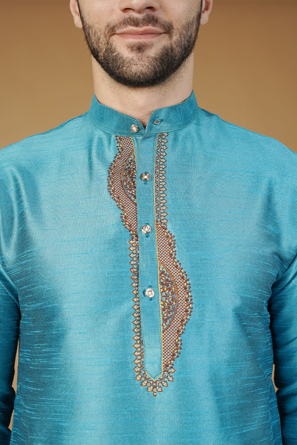 Banarasi Art Silk Blue Kurta