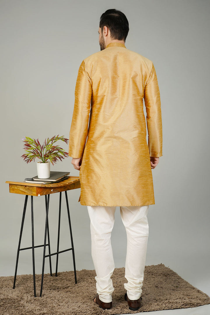 Banarasi Art Silk Gold Kurta