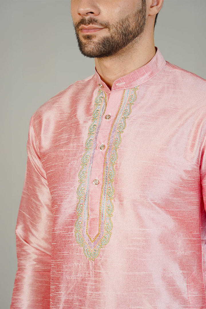 Banarasi Art Silk Pink Kurta