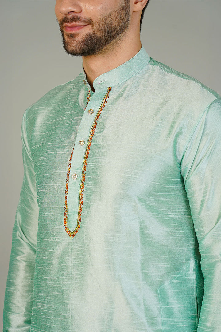 Banarasi Art Silk Blue 3 Kurta