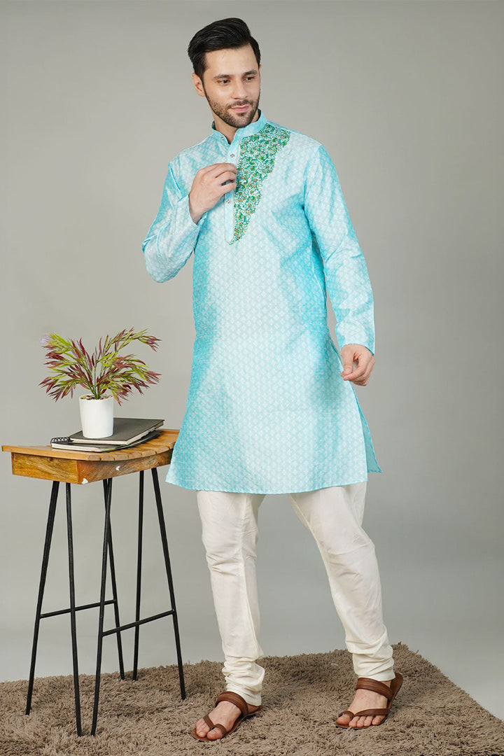 Banarasi Art Silk Blue 1 Kurta