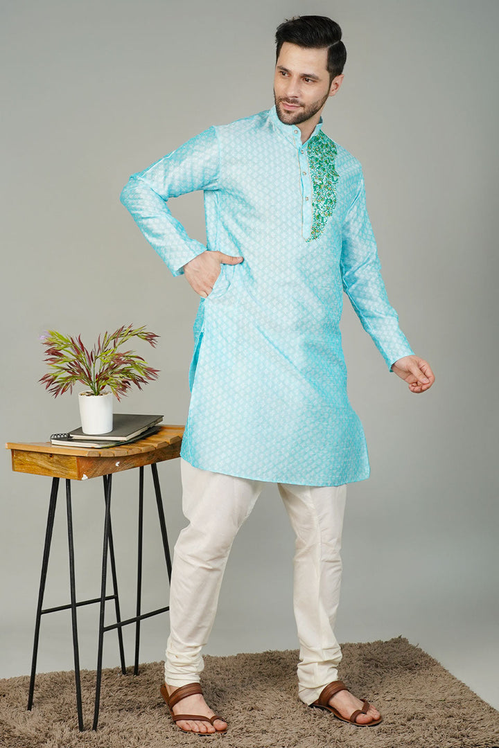 Banarasi Art Silk Blue 1 Kurta