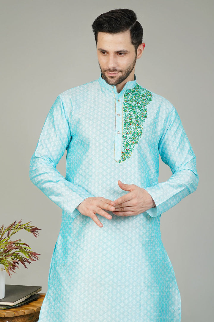 Banarasi Art Silk Blue 1 Kurta