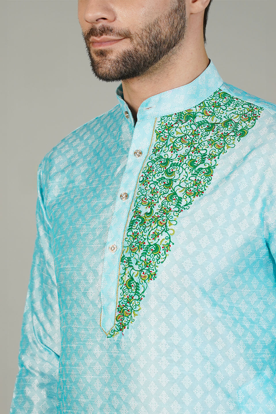 Banarasi Art Silk Blue 1 Kurta